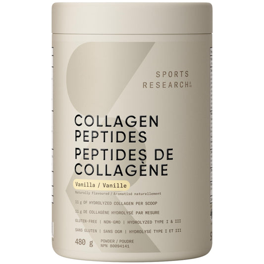 Sports Research® Collagen Peptides, Hydrolyzed Type 1 & 3 Collagen Powder Protein Supplement, Amino Acids, Easy Mixing Vital Nutrients & Proteins, for Women & Men - Vanilla Flavor 🍁 All In One Marketplace Canada