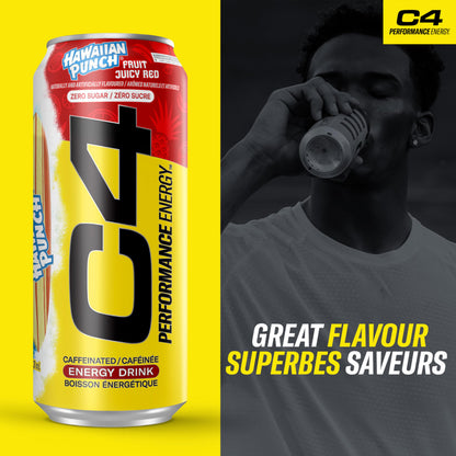 Cellucor C4 Performance Energy Drink, Hawaiian Punch Juicy Red, Carbonated Sugar Free Drink with no Artificial Colours or Dyes, 473mL, 12 count 🍁 All In One Marketplace Canada