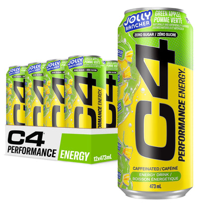 Cellucor C4 Performance Energy Drink, Jolly Rancher Green Apple, Carbonated Sugar Free Drink with no Artificial Colours or Dyes, 473mL, 12 count 🍁 All In One Marketplace Canada