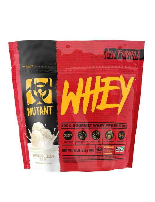 Mutant Whey – 100% Whey Protein Powder Shake Gourmet Taste 22g of Protein Fast Absorbing Easy Digesting 5lbs - Vanilla Ice Cream